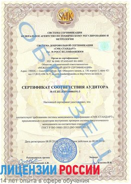 Образец сертификата соответствия аудитора №ST.RU.EXP.00006191-3 Ванино Сертификат ISO 50001